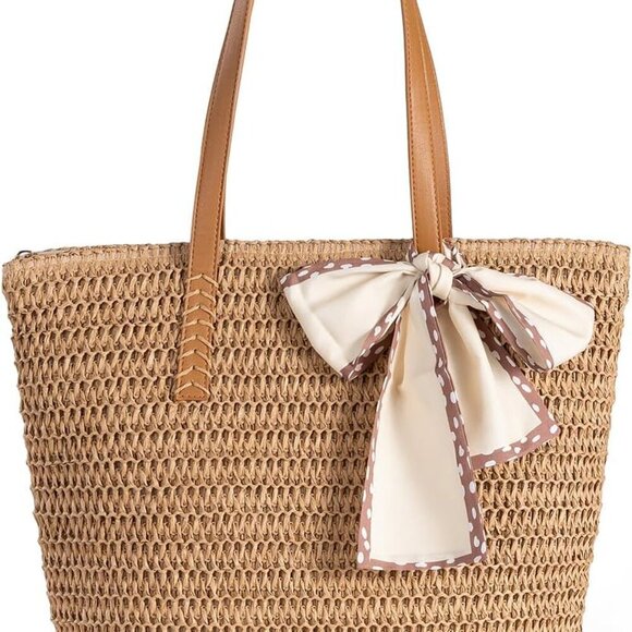 Handbags - Women's Straw Beach Tote Large Lightweight Summer Purse Travel Work